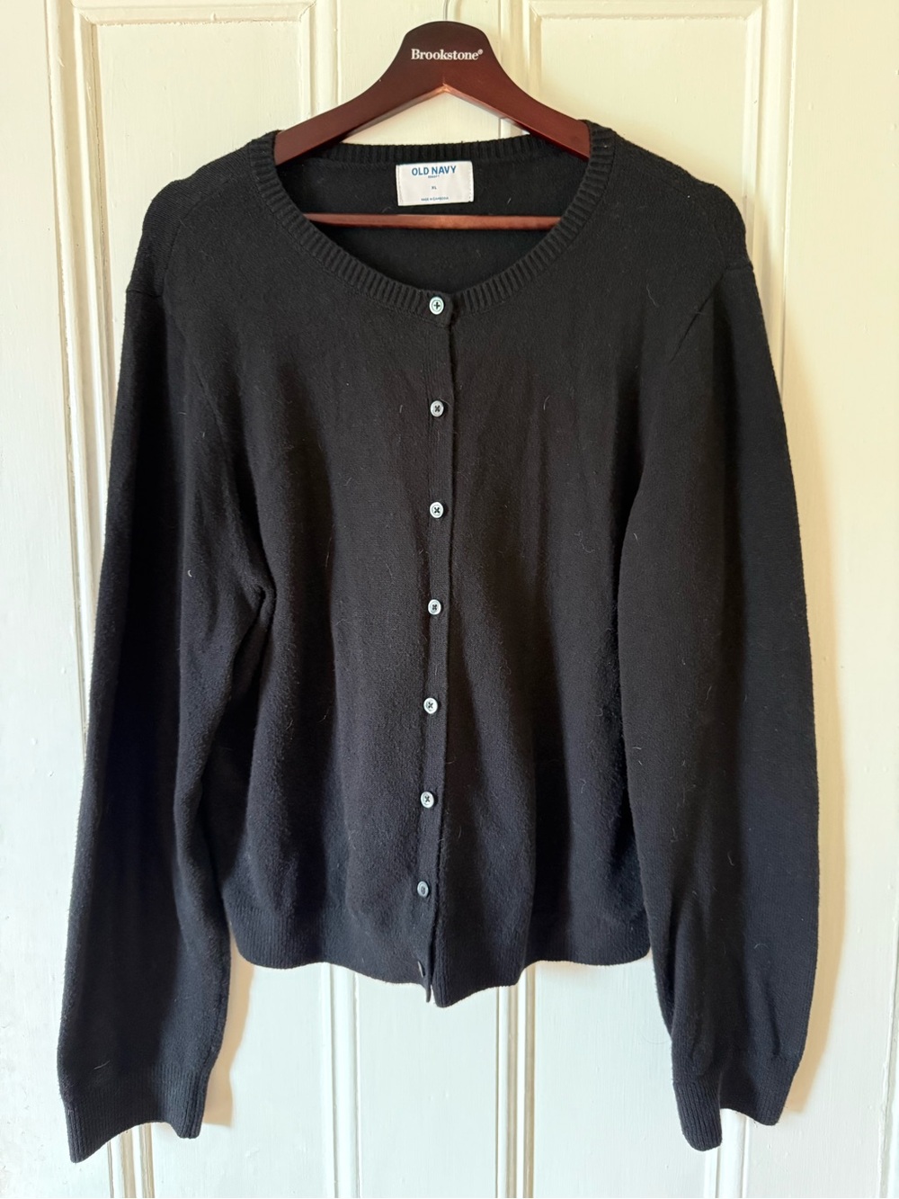 Old Navy Black Button-Front Crew Cardigan